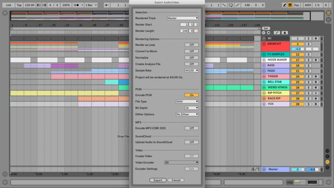 Export Audio in Ableton Live