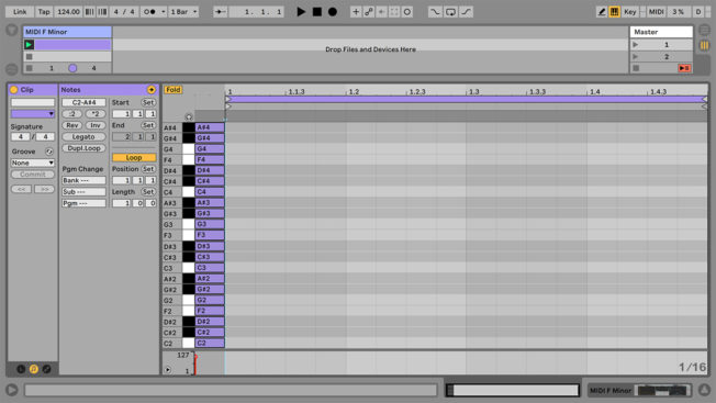 Ableton Live Fold MIDI Note Editor