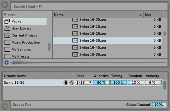 Ableton Live Groove Pool