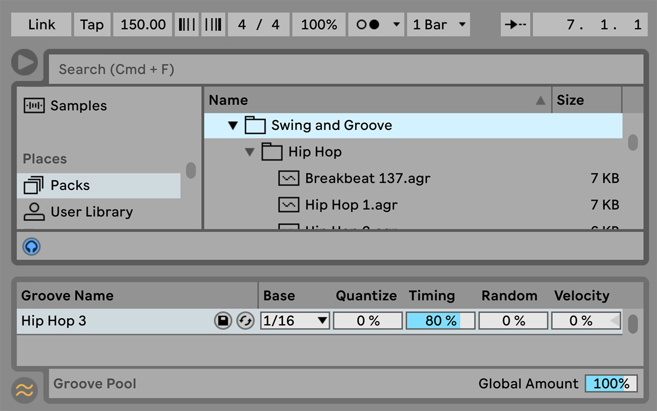 Ableton Live Hip Hop Groove Pool