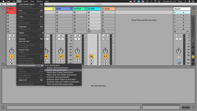 Ableton Live Record Quantization