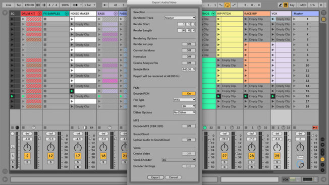 Export Audio in Ableton Live