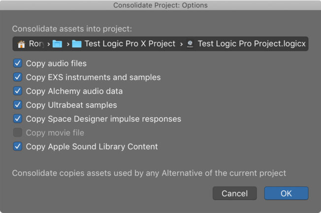 Logic Pro X Consolidate