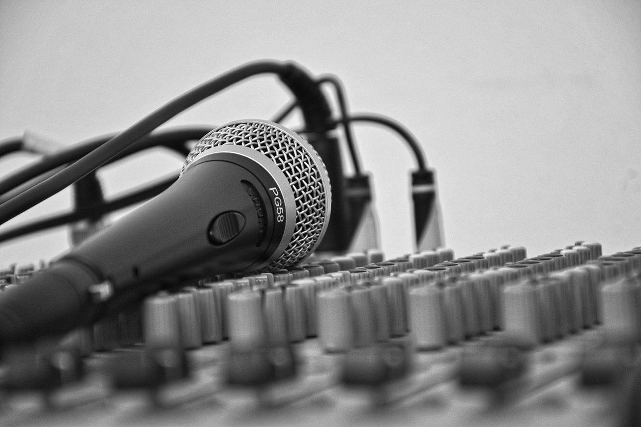 Microphone Mixing Board Black and White - Mix Vocals