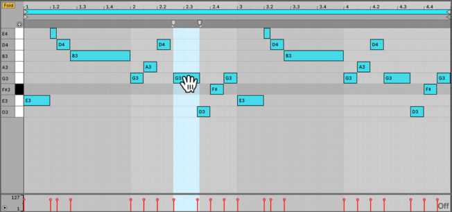 Moving Notes in Ableton Live MIDI Editor