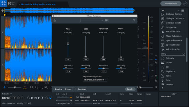 iZotope RX 7 Music Rebalance