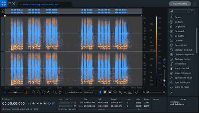 iZotope RX 7 Music Rebalance Rendered Vocal